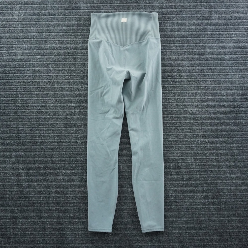 Vuori High Rise Ribbed Waist Leggings Womens Small Blue Activewear Yoga Pants